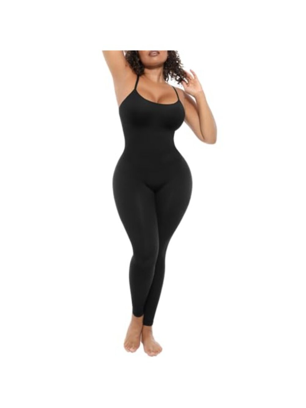 Plus Size Seamless Ribbed Jumpsuit Built-in Bra Tummy Control One Piece